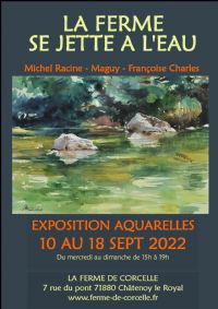 La Ferme se jette à l’eau Exposition d'aquarelles et conférence. Du 10 au 18 septembre 2022 à Châtenoy le Royal. Saone-et-Loire.  15H00